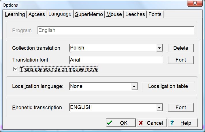 Tools : Options : Language 选项卡